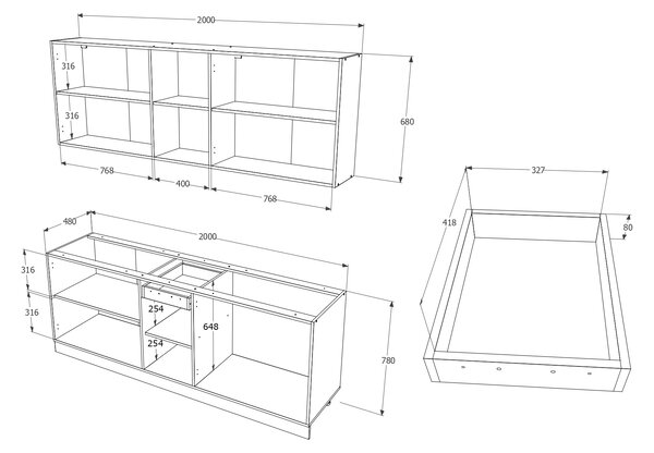Set haaus Nisa, Stejar Artisan/Alb, L 200 cm