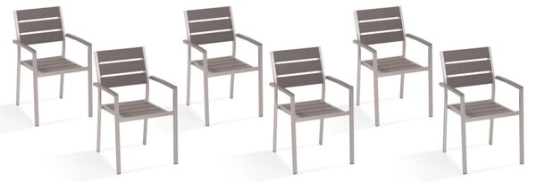 Set de 6 scaune de gradina Vernio, aluminiu/ lemn, gri, 54 x 57 x 88 cm