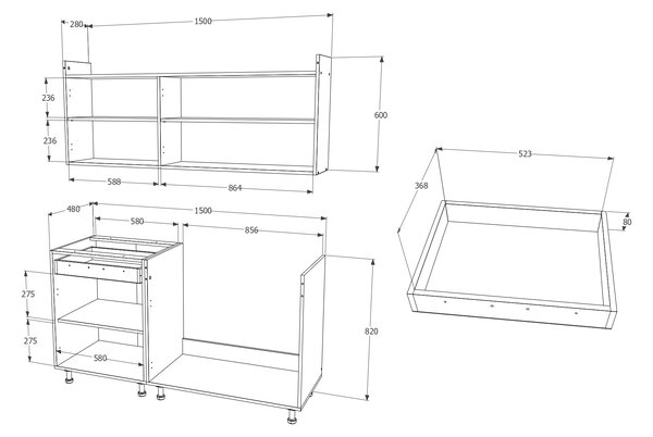 Set haaus Reno, Stejar Sonoma/Verde, L 150 cm