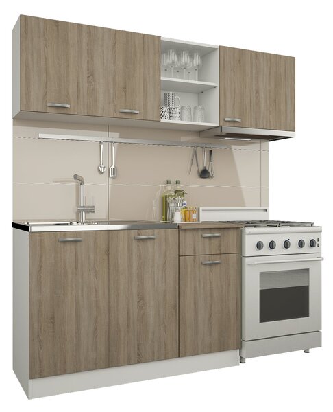 Set haaus Kara, Stejar Sonoma Inchis/Alb, L 180 cm
