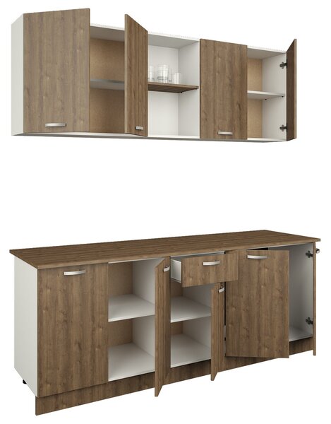 Set haaus Nisa, Stejar Bronz/Alb, L 200 cm