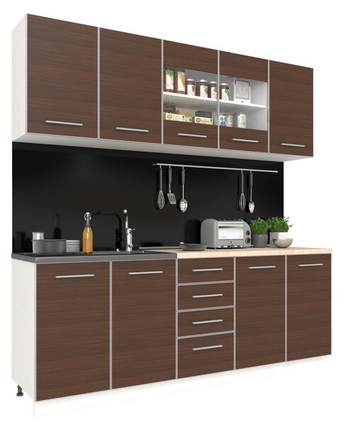 Bucatarie haaus Riga, Pin Inchis/Alb, L 200 cm
