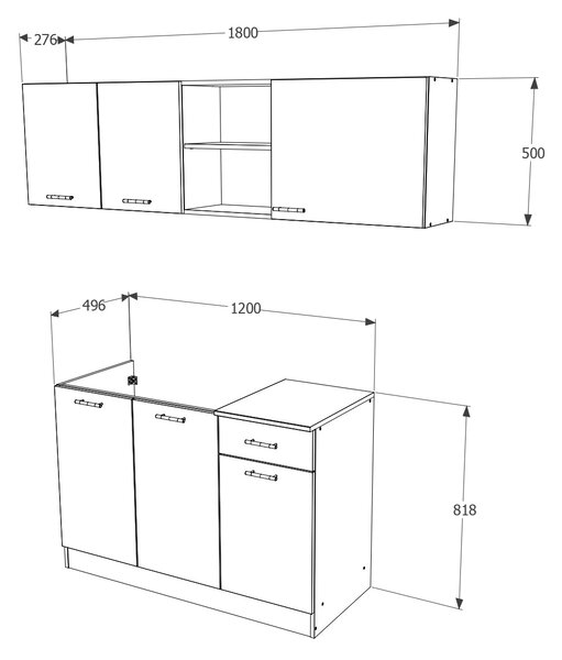 Set haaus Kara, Stejar Sonoma Inchis/Alb, L 180 cm