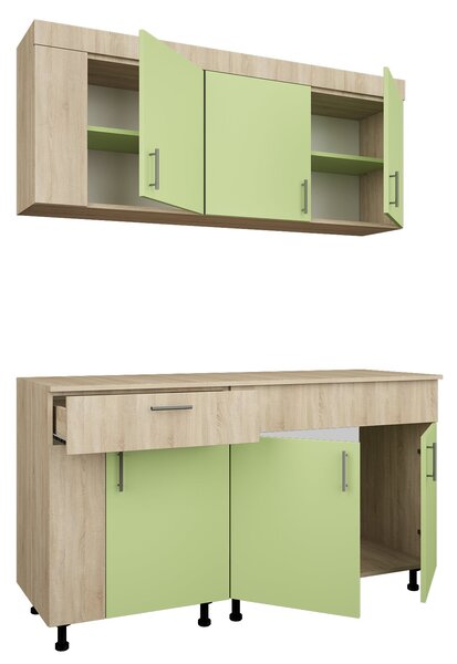 Set haaus Reno, Stejar Sonoma/Verde, L 150 cm
