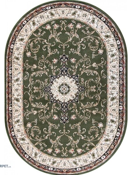 Covor Clasic Sufragerie, Model Lotos 523, Oval, Verde Verde, Oval, 60x110