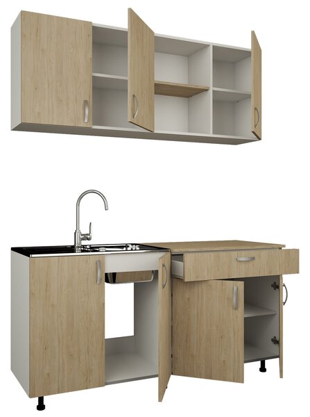 Bucatarie haaus Roma, Lemn Natural/Alb, L 160 cm