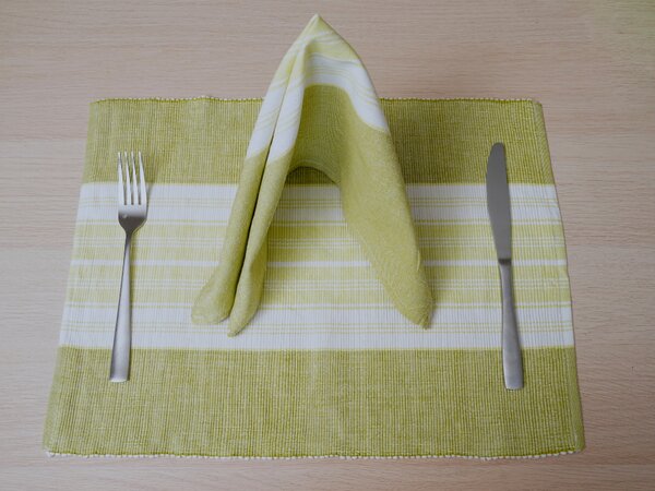 Set din bumbac Napron 32x47 cm cu servetel 40x40 cm FOOD Culoare: Verde