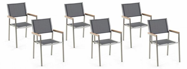 Set de 6 scaune de gradina Grosseto, gri/argintiu, 55 x 58 x 87 cm