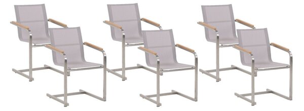 Set de 6 scaune de gradina Cosoleto, argintiu/bej, 56 x 55 x 85 cm