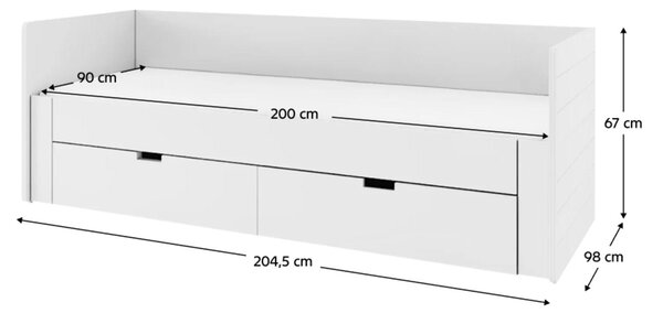 Pat de o persoană 90 cm Anatomy (Alb) (cu somieră). 1101133