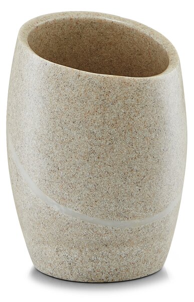 Pahar pentru periuta din polirasina, Stonefinish Beige, l8,4xA8,4xH11 cm