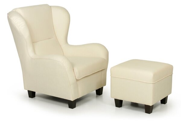 Fotoliu cu scaun pentru picioare Dunmire, textil, bej, 101 x 90 x 92 cm