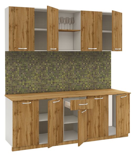 Set haaus Nisa, Stejar Wotan/Alb, L 200 cm