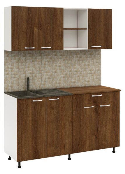 Bucatarie haaus Roma, Stejar Bronz/Alb, L 160 cm