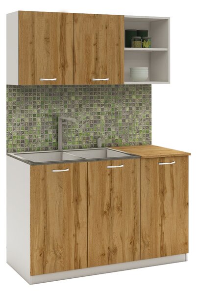 Set haaus Ara, Stejar Wotan/Alb, L 120 cm