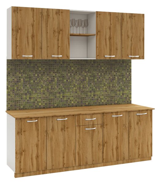 Set haaus Nisa, Stejar Wotan/Alb, L 200 cm