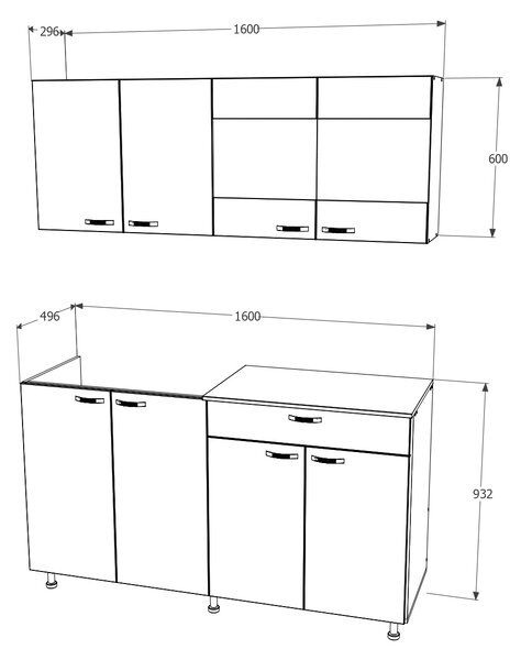 Bucatarie haaus Roma, Stejar Bronz/Alb, L 160 cm