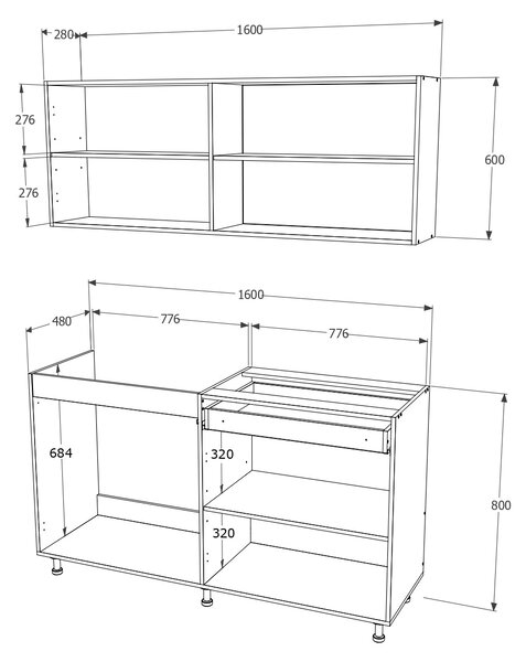 Bucatarie haaus Roma, Stejar Bronz/Alb, L 160 cm