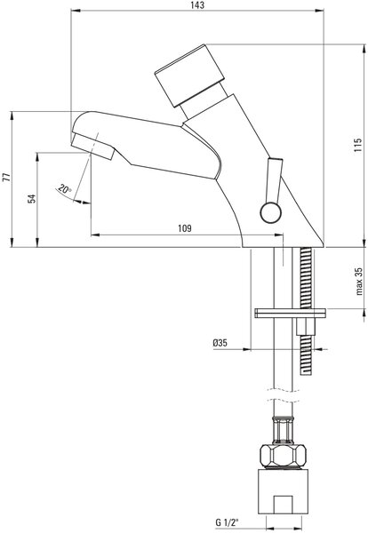 Deante Press baterie lavoar stativ crom BBH_028R