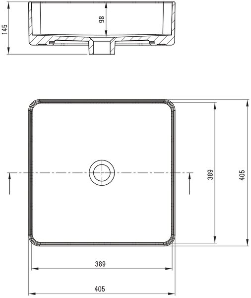 Deante Square lavoar 40.5x40.5 cm pătrat de blat alb luciu CGS_6U4S