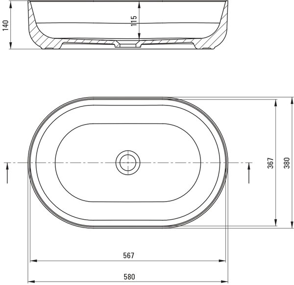 Deante Round lavoar 58x38 cm ovale de blat alb luciu CGR_6U6S