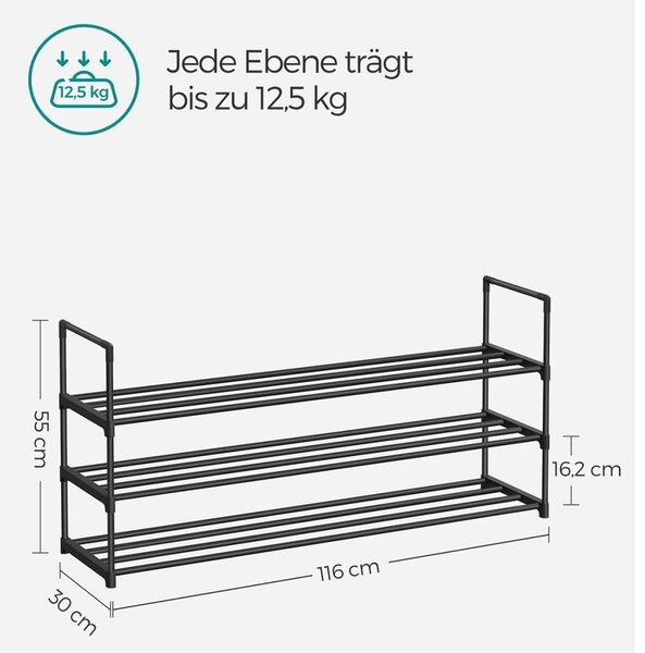 Raft pentru pantofi Songmics Gri 116x30x55 cm