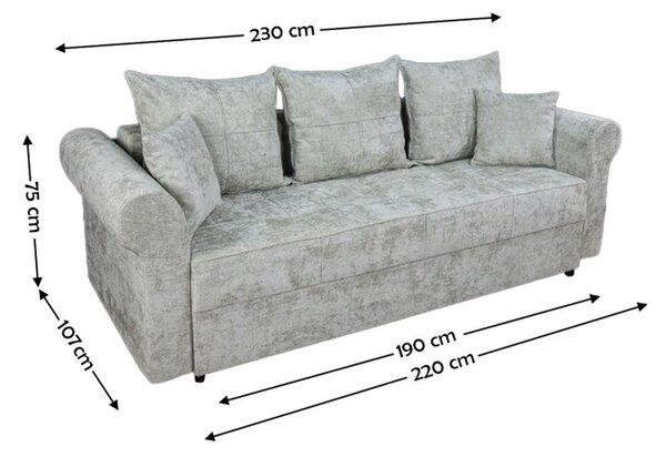 Canapea Extensibilă Elsa Bonell Max, Gri Deschis