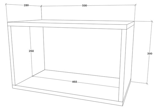 Raft haaus Kos, Negru, 50 x 28 x 30 cm