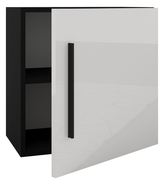 Cub haaus Kos, O Usa, Negru/Alb Lucios, MDF, 50 x 30 x 50 cm