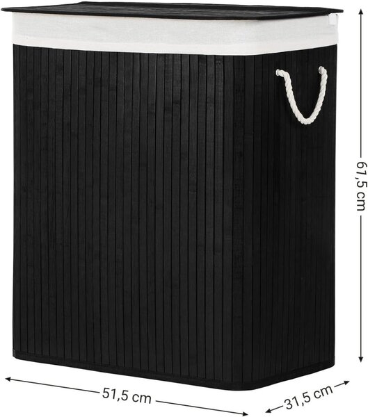 Cos de rufe Songmics Negru 51.5x31.5x61.5 cm