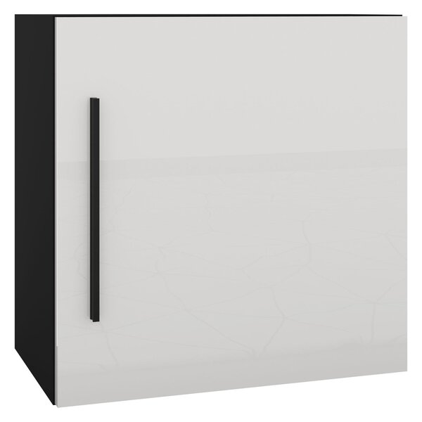 Cub haaus Kos, O Usa, Negru/Alb Lucios, MDF, 50 x 30 x 50 cm