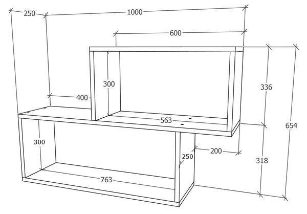 Etajera haaus V1, Alb, L 100 x l 25 x H 65 cm