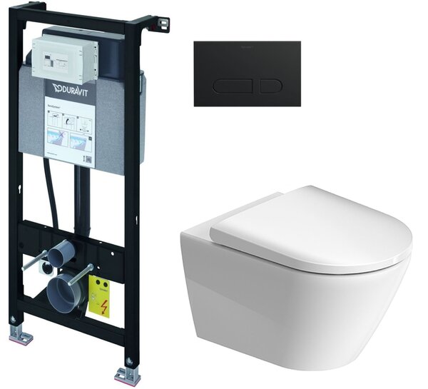 Set cadru încastrat Duravit DuraSystem WD1011000000, vas WC cu capac soft-close Duravit D-Neo 45770900A1, WD5001031000