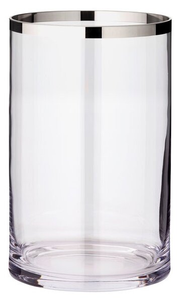 Suport lumanare Molly, sticla, argintiu, 30 x 17 x 17 cm