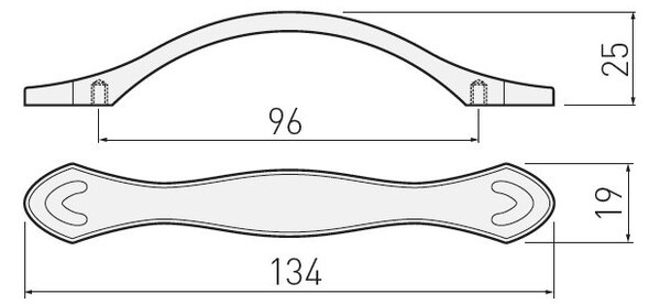 Maner model ROYAL 4, 96 mm, finisaj marmura/auriu