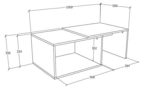 Masuta haaus Orli, Alb/Negru, 100 x 50 x 35 cm