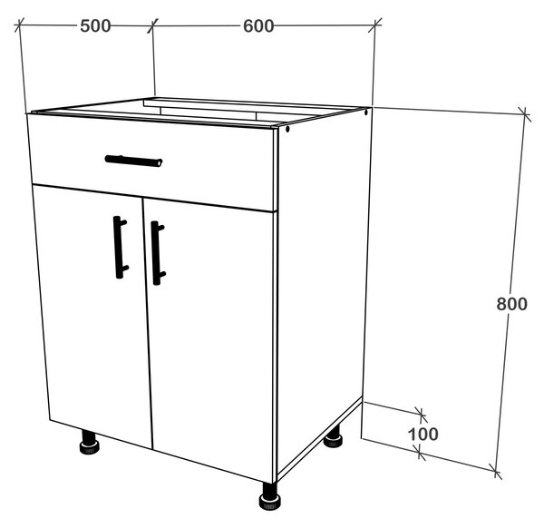 Corp haaus Karo, 1 Sertar, 2 Usi, Alb, 60 x 50 x 80 cm