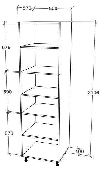 Corp haaus Karo, 2 Usi, cu spatiu cuptor, Alb, 60 x 57 x 210 cm