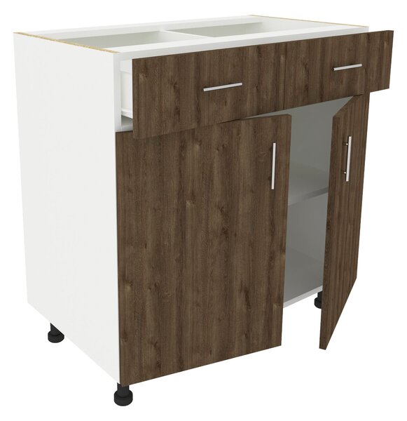 Corp haaus Karo, 2 Sertare, 2 Usi, Stejar Bronz/Alb, 80 x 50 x 80 cm