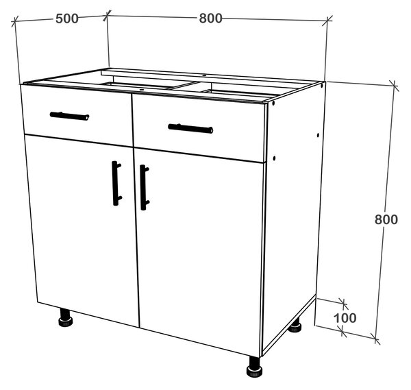 Corp haaus Karo, 2 Sertare, 2 Usi, Antracit/Alb, 80 x 50 x 80 cm