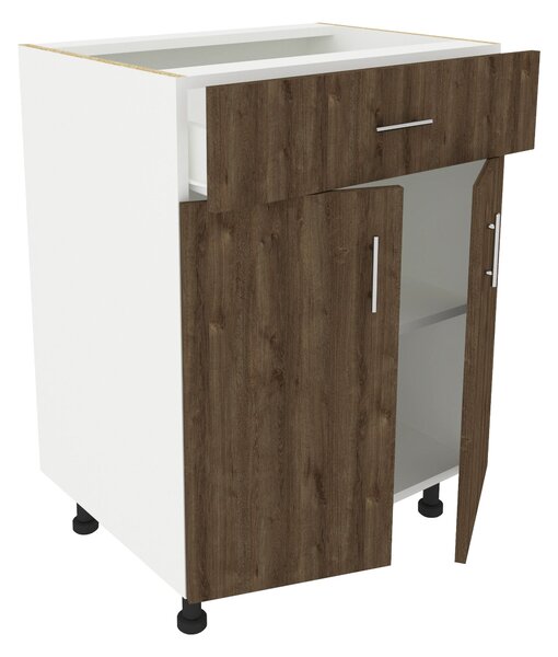 Corp haaus Karo, 1 Sertar, 2 Usi, Stejar Bronz/Alb, 60 x 50 x 80 cm