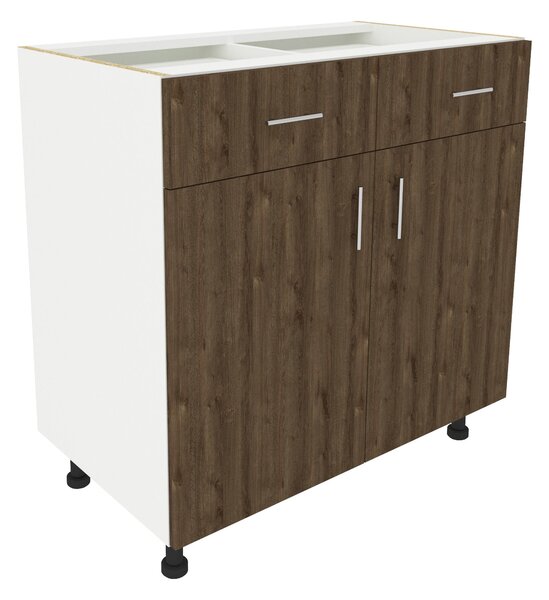 Corp haaus Karo, 2 Sertare, 2 Usi, Stejar Bronz/Alb, 80 x 50 x 80 cm