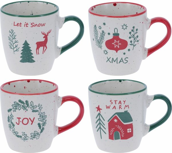 Set de 4 căni din ceramică Let It Snow 200 ml