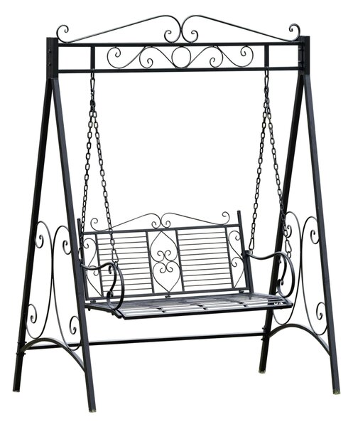 Balansoar de grădină, metal, 158,5x99x213 cm, Negru