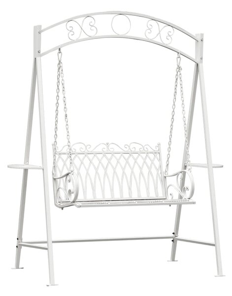 Balansoar de grădină, metal, 160x98,5x221 cm, Alb