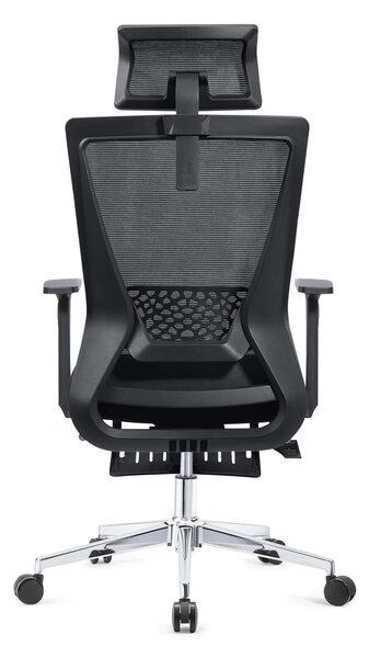 Scaun ergonomic, Spătar Mesh, Sezut textil, Suport picioare, inaltime reglabila, Negru
