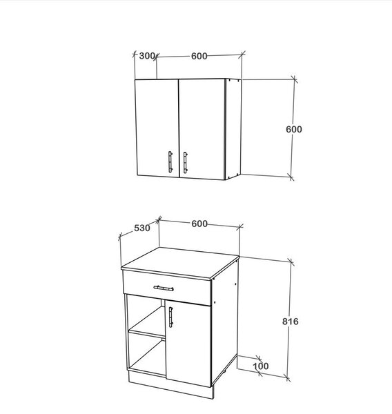 Set haaus Berna, Antracit/Alb, L 60 cm