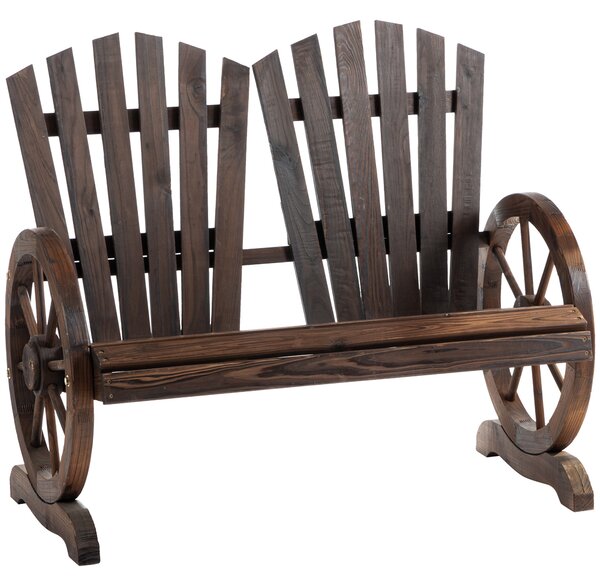 Outsunny Bancă de Grădină Rustică din Lemn, Design cu Roți de Căruță, 108x66x95 cm | Aosom Romania