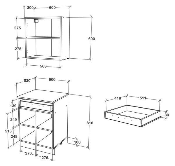 Set haaus Berna, Antracit/Alb, L 60 cm