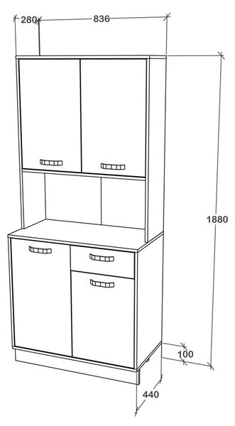 Bufet haaus Oma, Verde Petrol/Alb, L 84 cm